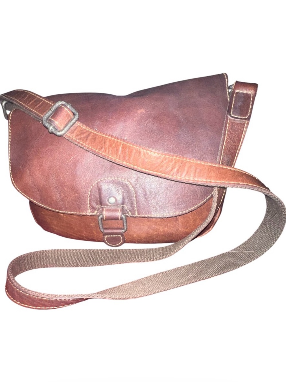 Women's Brown Leather Crossbody Satchel with Adjustable Strap